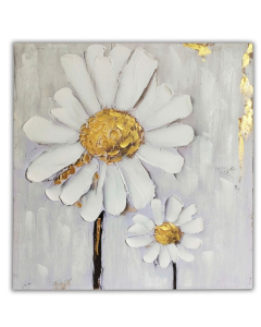 SLIKA cvijet Margarite sa zlatnim detaljima 80% ručni rad 100x100cm
