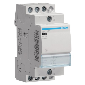 HAGER kontakter 3P 25A 3 K.O. 230V AC na šinu