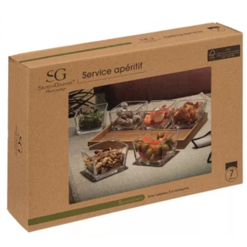 SECRET DE GOURMET set za posluživanje bambus i staklo 7/1