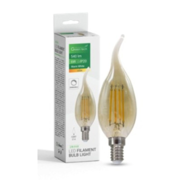 GREEN TECH sijalica LED filament 6W/2300K E14 C35T dimabilna, amber