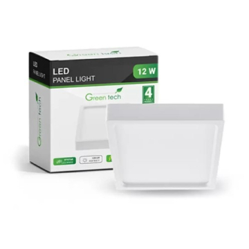 GREEN TECH panel LED 12W 4200K nadgradni kvadratni