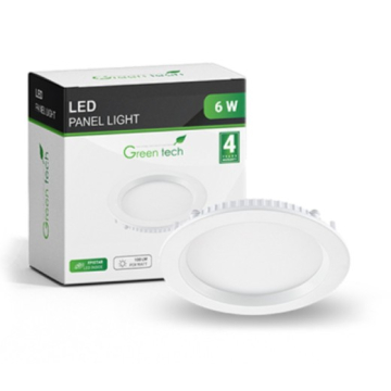 GREEN TECH panel LED 6W 4200K ugradni okrugli
