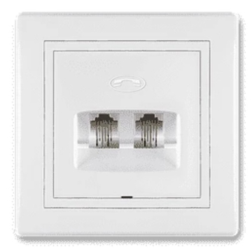 ALING CONEL utičnica telefonska 2 pina RJ12 6/4 ravna Prestige bijela