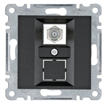 HAGER utičnica F konektor Lumina crna