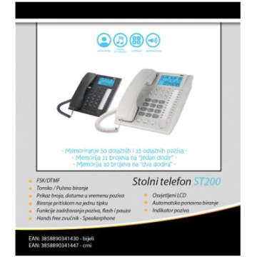 MEANIT telefon stoni ST200 display bijeli
