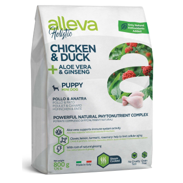 ALLEVA HOLISTIC hrana za štence, Puppy mini, piletina/pačetina, 800g