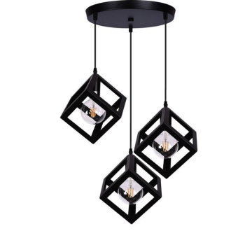 LUSTER visilica kocka crna 3xE27