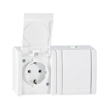 ALING Conel dupla utičnica OG MF 16A PVC IP44 porculan bijela power