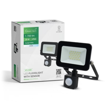 GREENTECH LED reflektor sa senzorom 20W crni