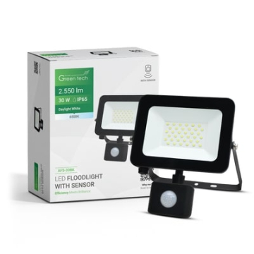 GREENTECH LED reflektor sa senzorom 30W crni