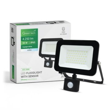 GREENTECH LED reflektor sa senzorom 50W crni