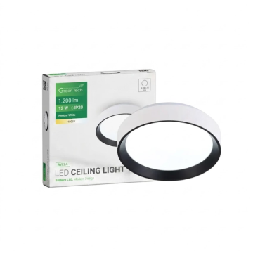 GREEN TECH plafonjera 12W IP20 25,8 cm bijela-crna