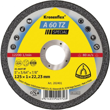 KLINGSPOR ploča rezna 125x1x22 A60 TZ INOX