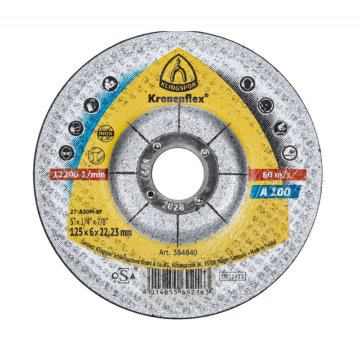 KLINGSPOR ploča brusna 125x6x22,23 mm A100 zglavkasta