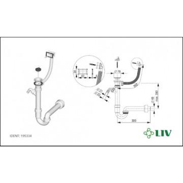 LIV sifon jednodijelni sa kvadratnim prelivom i priključkom