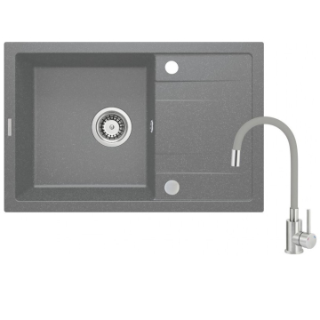 DEANTE sudoper granit Corio metalic grey +baterija 670x440x175mm