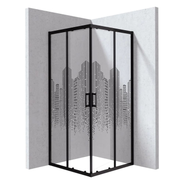 DEANTE Funkia Evo kvadratna tuš kabina 90x90x195cm city dekor crna