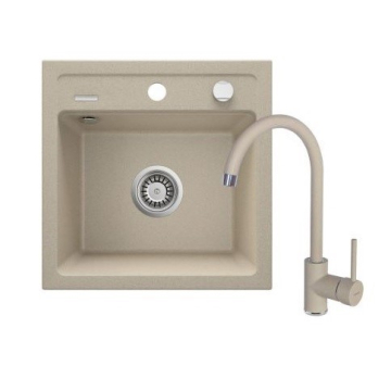 DEANTE sudoper granit Zobra + baterija Sand 440x440x184