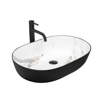 REA umivaonik Cleo Black/Marmo Mat 60 x 41 x 14 cm