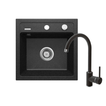 DEANTE sudoper Zobra granit+ baterija grafit 440x440x184