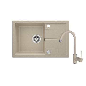 DEANTE sudoper Leda granit + baterija Sand 760x440x164