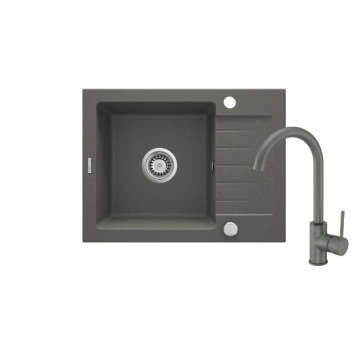 DEANTE sudoper Zobra granit + baterija antracit 580x440x164