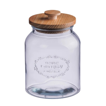 TEGLA staklena sa drvenim poklopcem 16x23cm