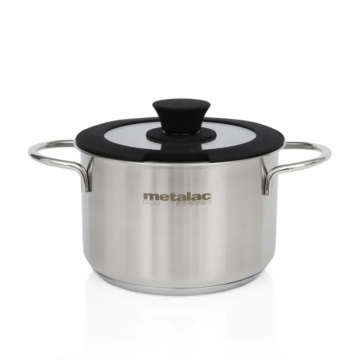 METALAC šerpa duboka inox 16 cm / 2 l sa ručkama i staklenim poklopcem Rea