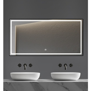 OGLEDALO LED četvrtasto 70 x 50 cm sa crnim obodom 4000 K