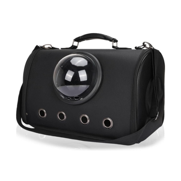 TRANSPORTNA torba za psa kožna crna