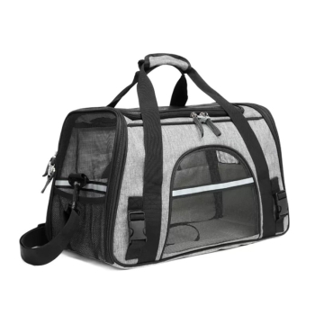 TRANSPORTNA torba za psa platno M siva