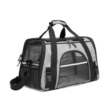 TRANSPORTNA torba za psa platno L siva