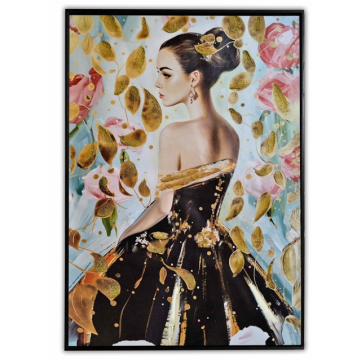 SLIKA djevojka sa laticama 50% ručni rad 50x70