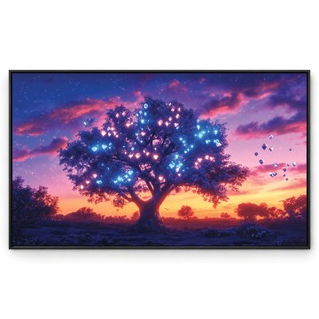 Svjetleća slika plavo-rozo drvo 60 × 90 × 3,5 cm