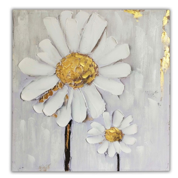 SLIKA cvijet Margarite sa zlatnim detaljima 80% ručni rad 100x100cm