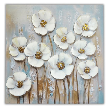 SLIKA cvjetna harmonija u zlatnim tonovima 50% ručni rad 100x100cm