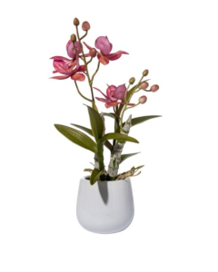 BILJKA umjetna orhideja u bijeloj saksiji-RGN 30cm