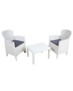 PROGARDEN set Akita bijeli sto i dvije stolice sa jastukom