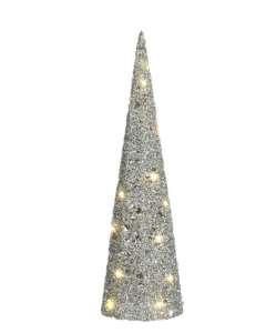DEKORACIJA jelka novogodišnja srebrna sa 20LED lampica 14x50cm