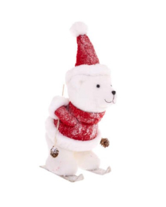 ATMOSPHERA figura novogodišnja snješko/medvjedić na skijama H44