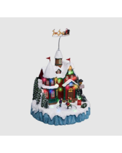 FIGURA selo Djeda Mraza sa muzikom, lampicama i okretima