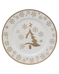 FÉÉRIC LIGHTS & CHRISTMAS tanjir sa dekoracijom zlatno drvo i pahulje 33 cm