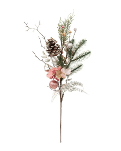 FÉÉRIC LIGHTS & CHRISTMAS grana umjetna sa šišarkom, cvjećem i kuglicom 64cm