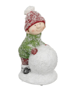 FÉÉRIC LIGHTS & CHRISTMAS figura dječak sa snježnom kuglom H25cm