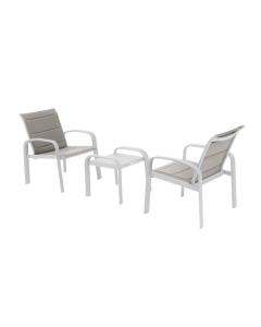HESPERIDÉ set Elyn sto i dvije stolicu alu bijelo/bež 60 x 40 x 67 cm